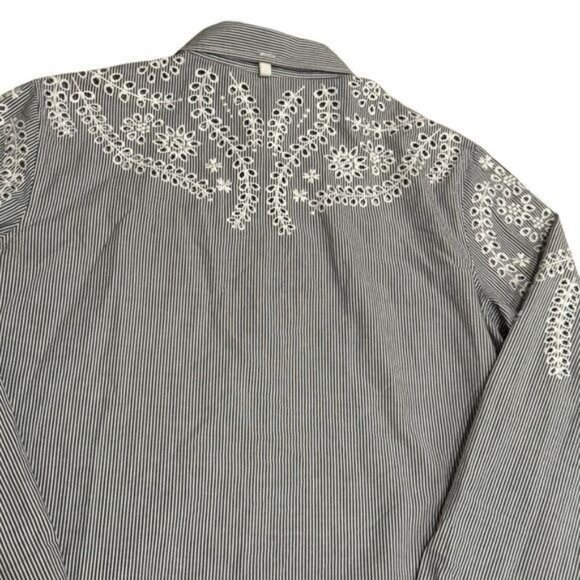Rag & Bone Stripe Sahara Blue Embroidered Button Down Shirt Preppy Dainty S - Picture 7 of 10